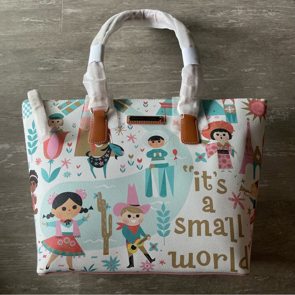NWT Disney Parks Dooney & Burke It’s A Small World Tote Bag Purse